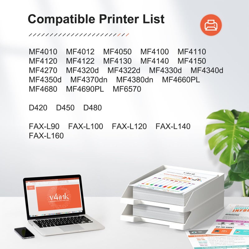 V4INK 4-Pack Compatible Toner Cartridge Replacement for Canon 104 CRG-104 FX-9 FX-10 Toner Cartridge Ink for use in Canon Imageclass D420 D450 D480 MF4150 MF4350D MF4270 MF4370DN MF4380DN Printer - Image 2